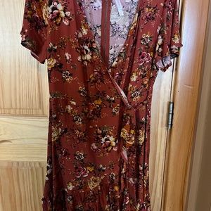 xhilaration short flowered wrap around dress